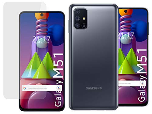Pack 2 En 1 Funda Gel Transparente + Protector Cristal Templado para Samsung Galaxy M51