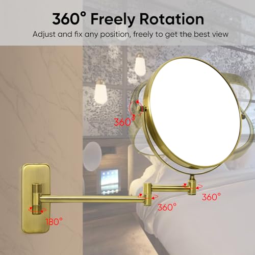 Gurun M1406K-8X7 8-Inch Double-Sided Wall Mount Makeup Mirror Antique Satin Brass thumb #3