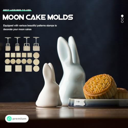 UPKOCH Adjustable Thickness Peanut Mooncake Mold Hand Press Set with 4 Molds and 20 Floral & Geometric Stamps for Mid-Autumn Festival Baking 5.70X2.75X2.75 Inches by UPKOCH - Image 6