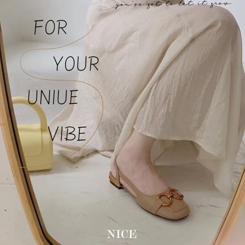 Slingback Flats for Women, Square Closed Toe Ballet Flats, Comfortable Dress Work Shoes3