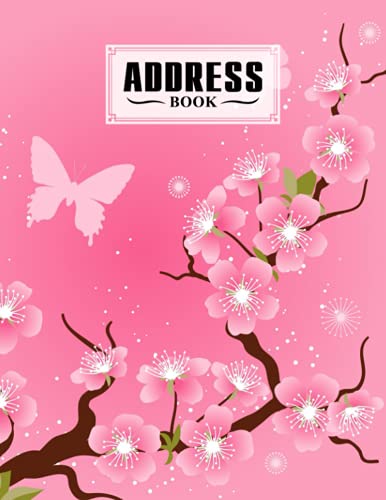 Address Book: Cherry Blossom Cover Address Book for Keeping Track of Addresses, Email, Mobile, Work & Home Phone Numbers, Birthdays, Note, 120 Pages, Size 8.5" x 11" By Doreen Keller