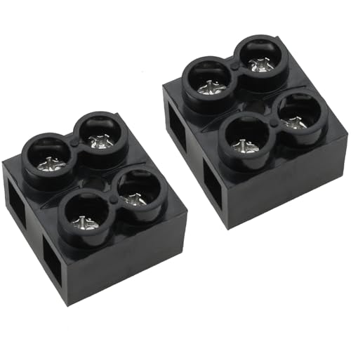 Safycaby 2 PCS 500V 60A 2 Position Double Row Screw Terminal Block for Distribution Box Electric Cabinet Electric Meter Box Black