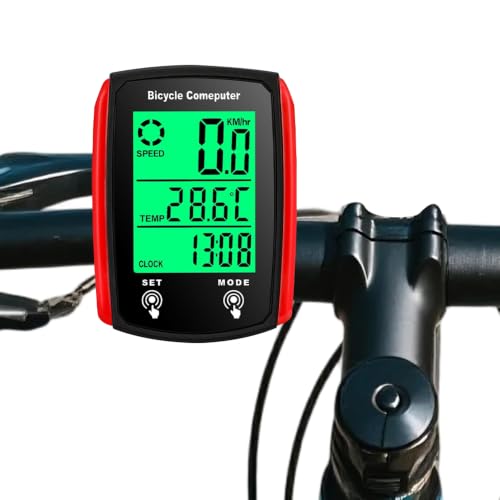 Fiotha Cuentakilómetros Bicicleta, 19 Funciones Velocimetro Bicicletam, Cuenta kilometros Bici Inalambrico, Inalambrico Velocímetro De Bicicleta con Pantalla Retroiluminada (B)