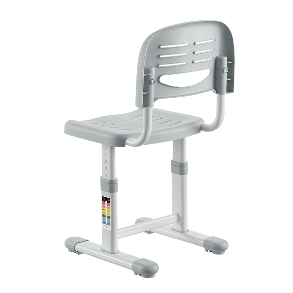 Spacetronik Sedia da Scrivania per Bambini Senza Ruote, Sedia Ergonomica Regolabile in Altezza, Sedia per Cameretta, Studio e Compiti, Grigio
