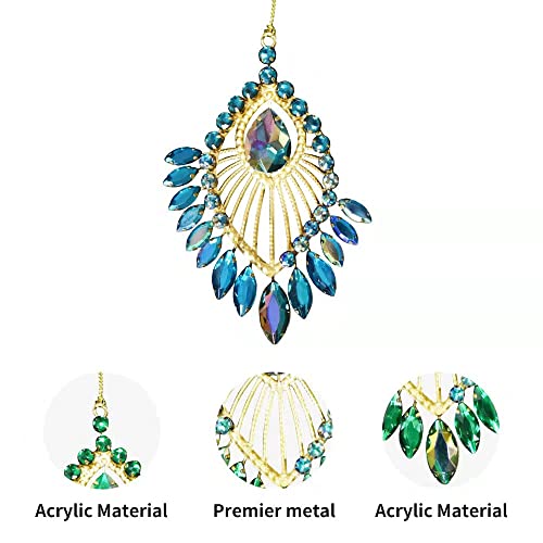 Metal Peacock Christmas Decor, Xmas Handcraft Acrylic Crystal Peacock Hanging Ornament Indoor Home Decoration, Peacock Tail Ornament For Christmas Tree Decor, #TOP1