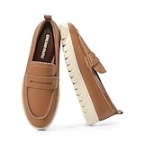 DREAM PAIRS Loafers for Women Casual Comfortable Slip On Business Work Loafer Shoes with Arch Support,Size 8,Brown-Pu,DWUMLS2507