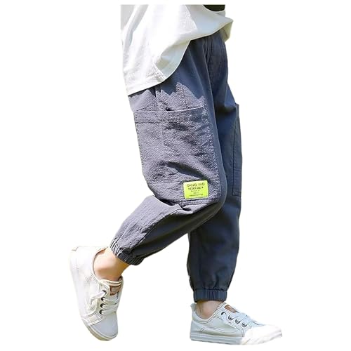 Boys Cargo Joggers Kids Summer Elastic Waist Baggy Pants with Pockets Hiking Trousers Casual Clothes - Main Image