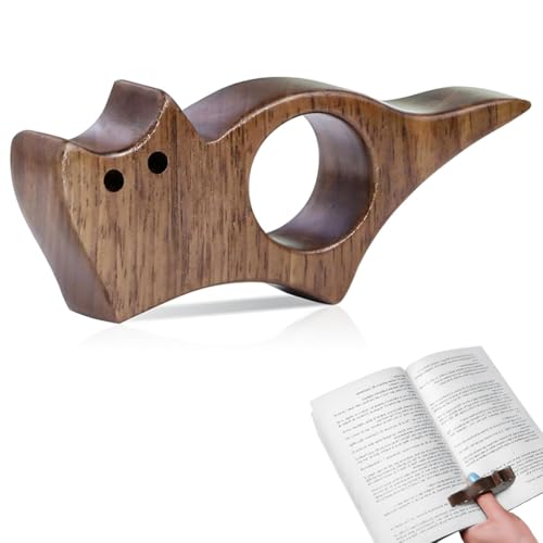 Suevut Paginahouder van walnoothout, kattenvormig leesaccessoire, handsfree boekenhouder, boekenklem en cadeau voor boekenliefhebbers