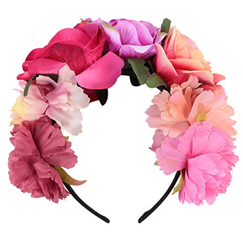 Cerceau de cheveux couronne de fleurs d'Halloween rose bandeau violet