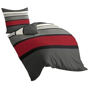 Bierbaum Bettwäsche 4757, Mako-Satin, Made in Germany, rot 63, 135×200 + 80×80 cm