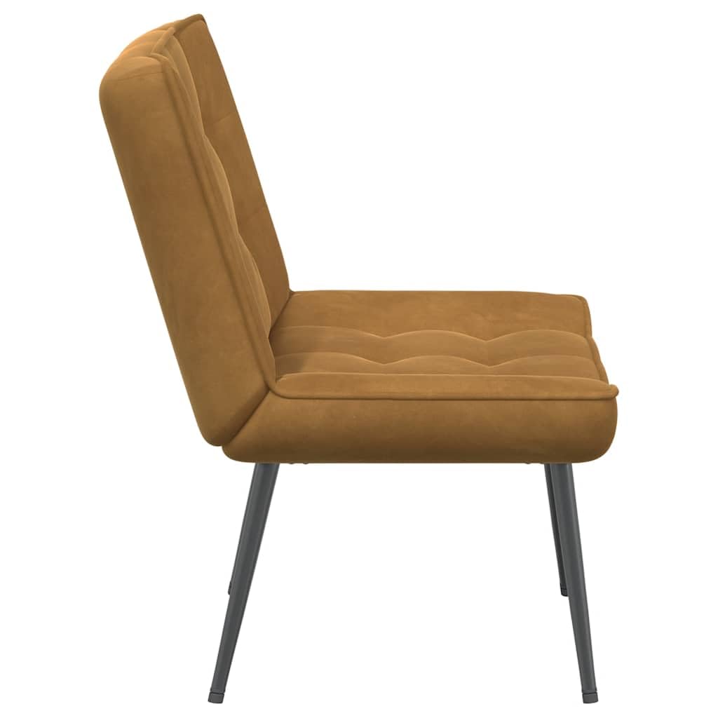 Sillón de relax de terciopelo con reposapiés, 64 x 84 x 74 cm, color marrón – Sillón acolchado suave con respaldo cómodo, marco estable de metal y madera contrachapada, versátil para salón,