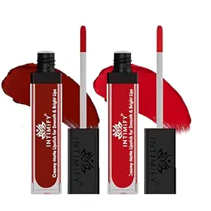INTIMIFY Premium Matte Liquid Lip Stick For Women (Red & Maroon – Pack of 2)