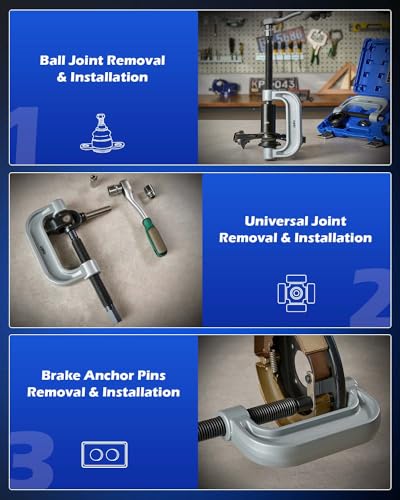 Image of Orion Motor Tech Heavy Duty Ball Joint Press & U Joint Removal Tool Kit with 4x4 Adapters, for Most 2WD and 4WD Cars and Light Trucks