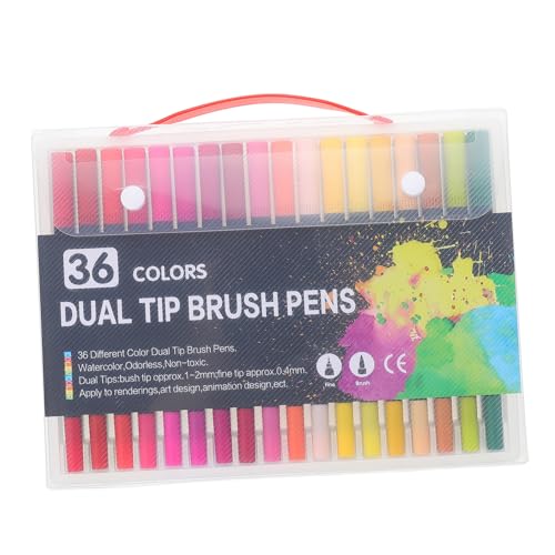 COOPHYA 36個 デュアルチップブラシペン色 しなやかな筆先と細字両用 滑らか描画で大人向け画材 人間工学設計の持ちやすいペン軸 耐久性 速