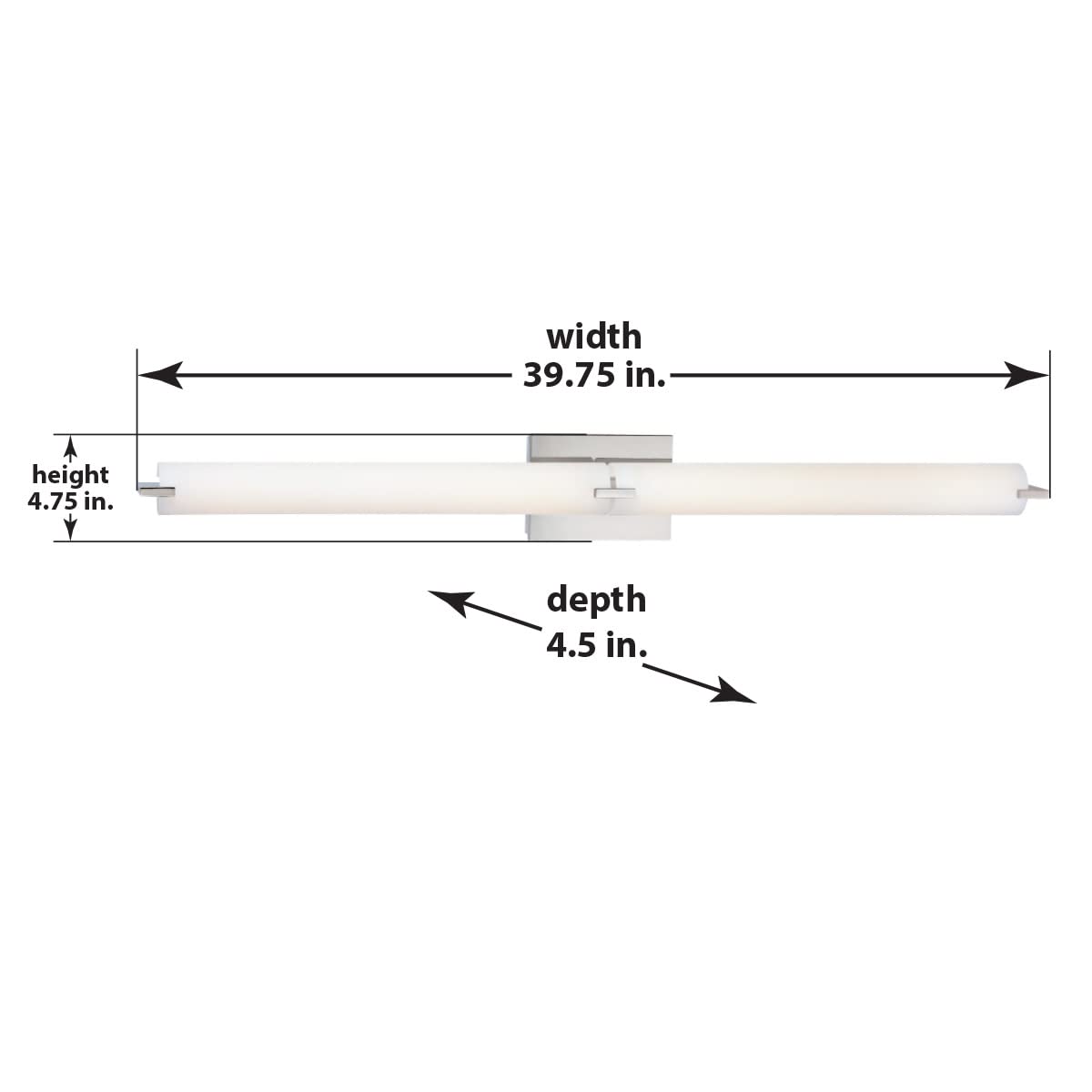GEORGE KOVACS P5046-084-L Tube LED Vanity Bath Light, 2-Light, 40 Total Watts, 4.75-in H x 39.75-in W, Brushed Nickel