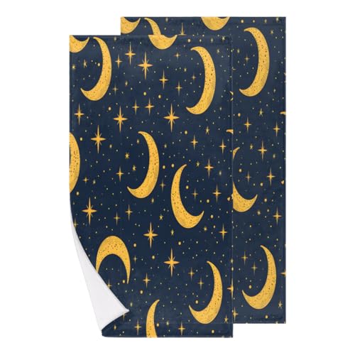 Pack de 2 Multiusos Pareo Cara de Luna y Cielo Estrellado Toalla de Playa Stranddecke para Yoga,Vacaciones,Gimnasio 40X70cm