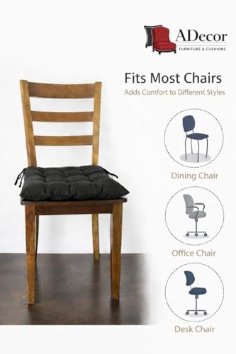 Image of A Decor Soft Cotton Chair Cushion Pad 40x40x4 cm| Comfortable Pad for Dining, Office & Study Chairs Pack of 1| (Black)