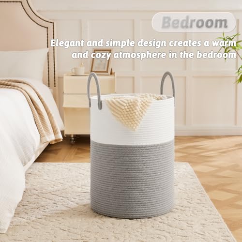Image of Artfeel Laundry Basket,Woven Cotton Rope Laundry Hamper,40L for Decorative Storage of Dirty Clothes,Toys and Blankets in Bathroom,Baby Room and Living Room