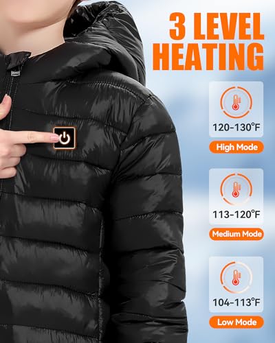 Kids Heated Jacket - Boys and Girls Heating Jackets Hoodie Coat With Battery Pack Heated Clothing for Skiing3