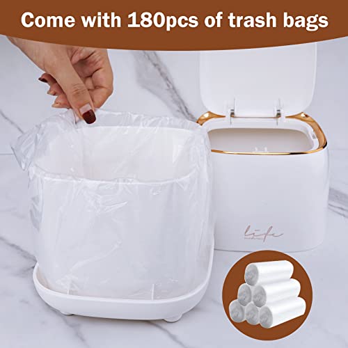 Mini caneca de basura de escritorio 1.6L con tapa blanca miniatura 5