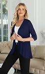 Femmes Léger 3/4 Manches Ouverte Cardigan à maille souple Casual Sweater