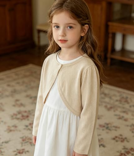Image of 2Pcs Girls' Knit Toddler Cardigan Cotton Soft Button Closure Bolero Shrug Shawl Shirt Sweater