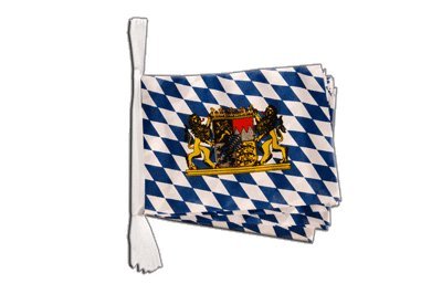 Guirlande drapeau Bavière avec lion de 5,9 m aux finitions soignées pour réception