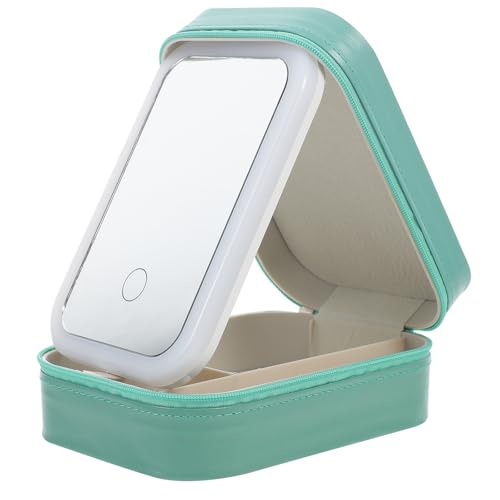 Estuche de maquillaje de PP y PU con espejo plegable LED y organizador dividido interior