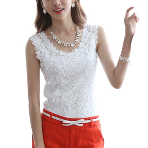 [YasYouRi] レース 見せる キャミソール 夏 ノースリーブ タンクトップ 見せキャミ インナー 袖なし オフィス 発表会 パーティー レディース フェミニン キャミ