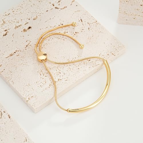 Gold Bracelets for Women, Watchband/Adjustable Slider Bracelet Twist Bar Chain Bangle Bracelets Friendship Jewelry Gifts for Everyday Wear2