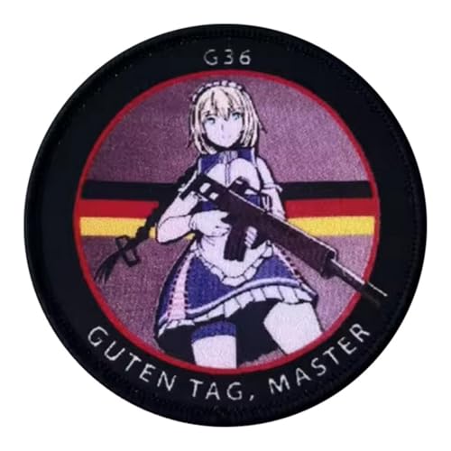 Klett Patch Anime-Mädchen Patch Shooter Militär Moral Aufnäher mit Klett Patches Für Taktische Kleidung Rucksack Uniform Patch Aufkleber