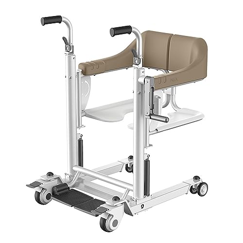 Elevador Manual de Pacientes para el hogar, Silla de Transferencia portátil, Ayuda para Levantar Pacientes con manivela Junto a la Cama con Asiento Dividido de 180° y Orinal para Ancianos discapaci