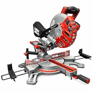 LUMBER JACK Sliding Compound Mitre Saw, 210mm Single Bevel Action 1500W 240V 45 Degree Bevel 4500rpm Includes 24T Blade