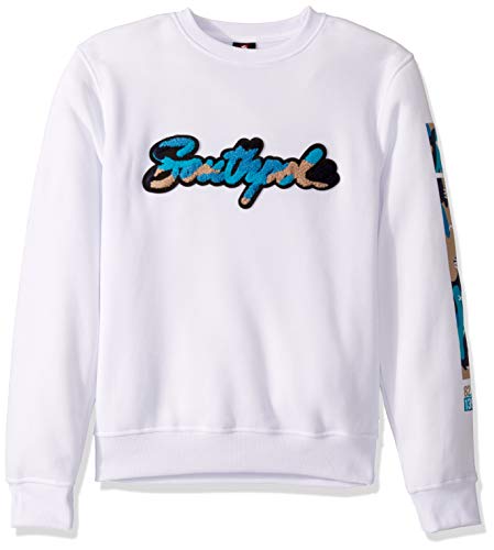 Southpole Men's Fleece Crewneck Sweatshirt, White Camo, X-Large