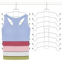 TOPIA HANGER 2 Pack Tank Top Hanger, 8 Layers Bra Hanger Space Saving, Sport Yoga Bras Holder, Closet Organizers and Storage for Camisoles Tank Tops Sports Yoga Bras Swimsuits, Silver CT79B