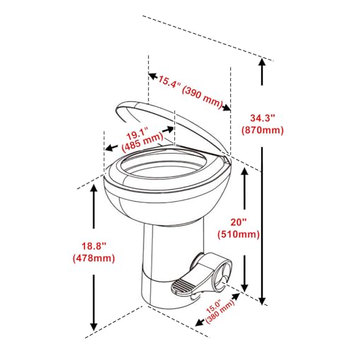 Image of AW 3 Packs Gravity Flush Toilet RV Toilet Foot Pedal 20 inch Seating Height