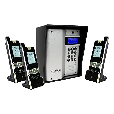 UltraCOM3 - Three Apartment Wireless Intercom - Battery or DC - Silver Caller Station & Black Hood Cover