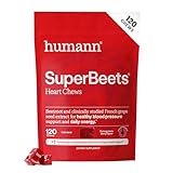 humanN SuperBeets Heart Chews, Beet Root Powder Support Energy Supplement, Nitric Oxide and Blood Pressure Support, Grape Seed Extract & Non-GMO, Heart Health, Pomegranate Berry Flavor, 120 Count