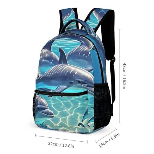Dolphins Art Backpack Set 3 Piece, Durable Backpack Insulated Lunch Bag Portable Pencil Case for Men Women2