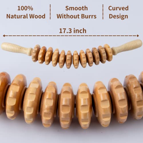 Mikako Wood Therapy Roller Massage Tools,Lymphatic Drainage,maderoterapia Colombiana,Anti Cellulite,Handheld Cellulite Trigger Point Manual Muscle Release Rolle Stick Massager
