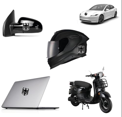 2x Deutschland Aufkleber Vinyl 70x90mm – Deutscher Adler Flagge Autoaufkleber Sticker Motorrad Fahrrad Helm Fenster Tuning wetterfest (Schwarz/Weiß)