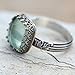 WDIYIEETN Vintage Silver Mint Green Moonstone Ring 925 Sterling Silver Retro Princess Square Cut Green Moonstone Diamond Prehnite Gemstone Wedding Engagement Ring (7)