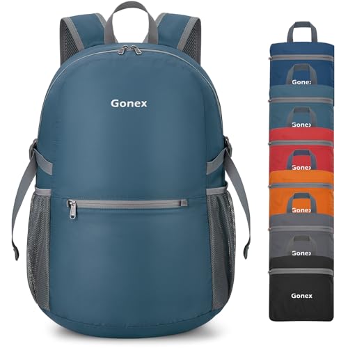 Gonex Ultra Lightweight Packable Daypack Handy Foldable Camping Outdoor Travel Cycling Backpack(Grey Blue)