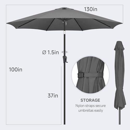 FLAME&SHADE 11 ft Patio Umbrella - Table Umbrella Outdoor with Push Button Tilt and Crank, UV Protection, 8 Sturdy Ribs, Market Umbrella for Garden, Deck, Backyard, Lawn, Pool and Beach(Anthracite) by FLAME&SHADE - Image 5