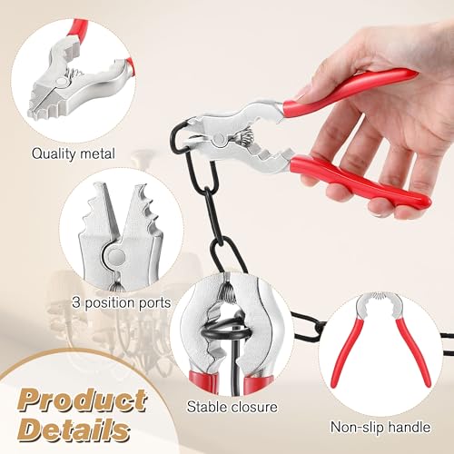 Image of 2 Pcs Chain Pliers, 7 Inch Fixture Link Pliers, Malleable Iron Chain Pincers, Opener Closer Remover Pincers, Light Link Tool with Rubber Grip for Chandelier Shackle Light Fixture Accessories, Red