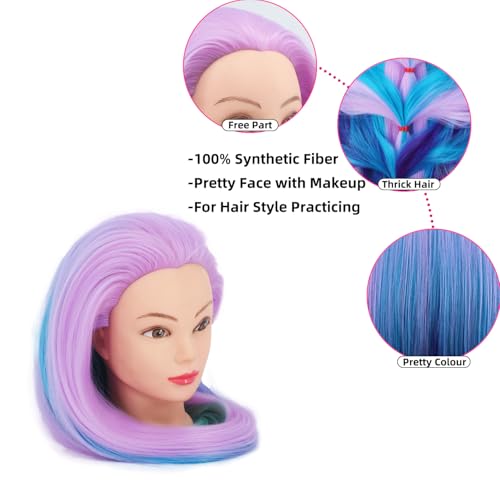 mannequin head with hair piaou 293939 doll head for hair styling cosmetology mannequin head for braiding practice styling hairdressing training heads with clamp holder cherry blossom four colors