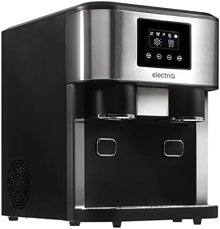 electriQ Countertop Ice Maker with Ice Crusher and Water Dispenser in Stainless Steel/Black