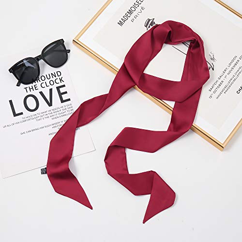 Silk Skinny Scarf Headband Solid Color Satin Scarf Neckerchief Wrist Ribbon Scarf Cosplay Accessory 1 or 2PCS2