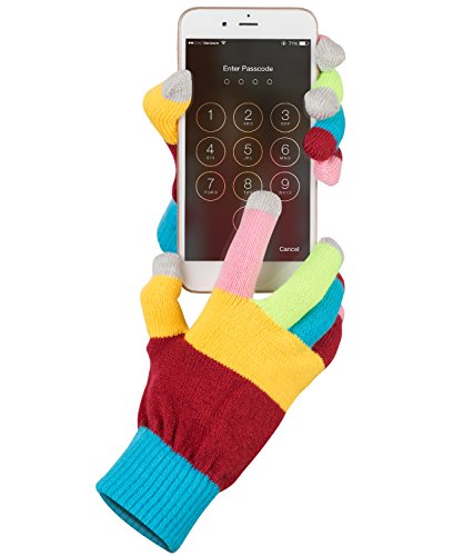 Fosmon T60003 Unisex Winter Touch Screen Gloves, Rainbow