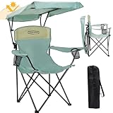 YOUNG WOOD Portable Camping Chair Beach Chair with Shade Canopy, Fold Lightweight Oversized for All, Easy to Open and Close Without Installation, Side Pocket Design for All Outdoor Activities，Blue